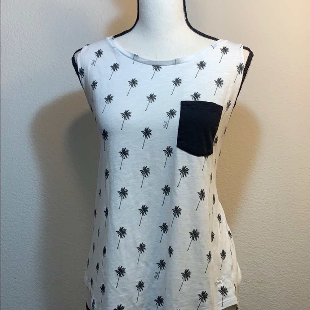 Pink VS tank top white with palm trees